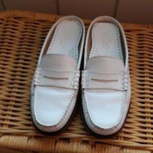 Sebago White Leather Mules